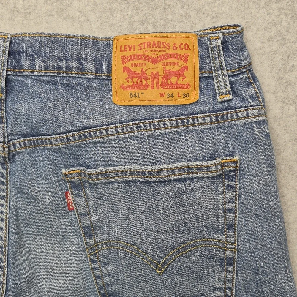 Levis 541 Jeans Mens 34x29 Athletic Tapered Blue Denim Pants Classic Medium Wash